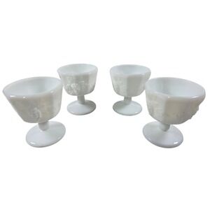 Milk Glass Goblets Harvest Grape White Set Of 4